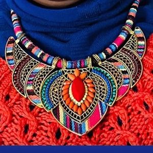 COPY - New Ethnic Style Chunky Colorful Collar Festival Tribal Beaded Bib Costu…